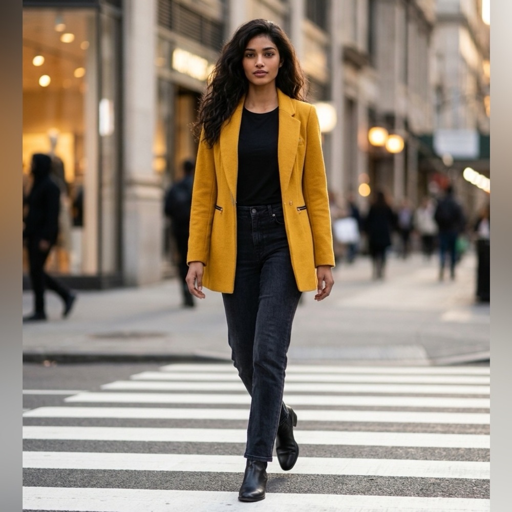 Unbranded  Mustard Long Blazer for Women size S - Picture 2 of 12